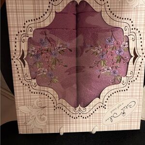 Purple Floral Embroidered Towel Set of 2